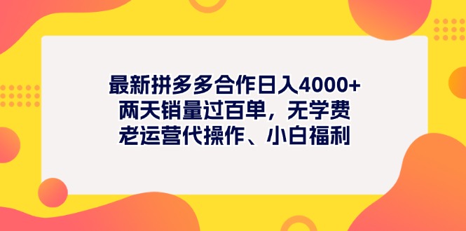 （11410期）最新拼多多项目日入4000+两天销量过百单，无学费、老运营代操作、小白福利-三六网赚