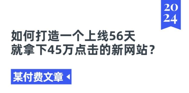 某付费文章《如何打造一个上线56天就拿下45万点击的新网站?》-三六网赚