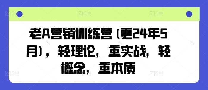 老A营销训练营(更24年6月)，轻理论，重实战，轻概念，重本质-三六网赚