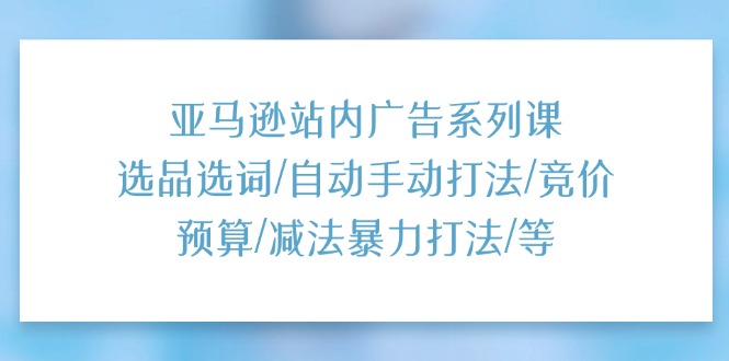 （11429期）亚马逊站内广告系列课：选品选词/自动手动打法/竞价预算/减法暴力打法/等-三六网赚