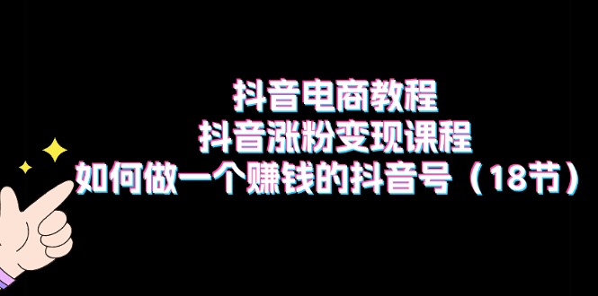 （11436期）抖音电商教程：抖音涨粉变现课程：如何做一个赚钱的抖音号（18节）-三六网赚