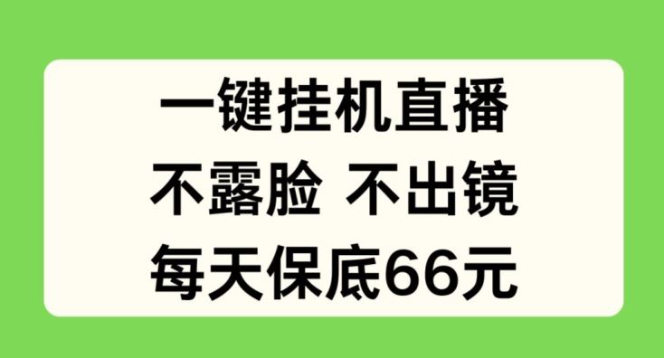 一键挂JI直播，不露脸不出境，每天保底66元【揭秘】-三六网赚