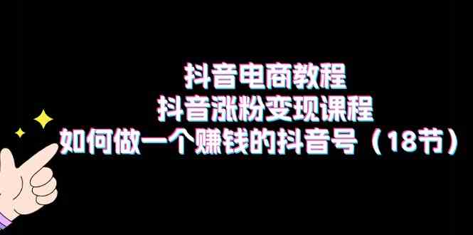 抖音电商教程：抖音涨粉变现课程：如何做一个赚钱的抖音号（18节）-三六网赚