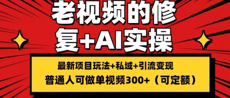 修复老视频的玩法，搬砖+引流的变现(可持久)，单条收益300+【揭秘】-三六网赚