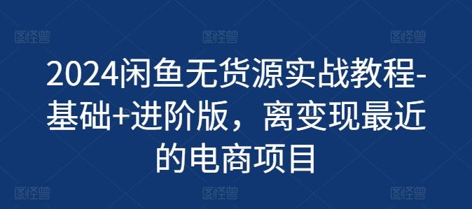 2024闲鱼无货源实战教程-基础+进阶版，离变现最近的电商项目-三六网赚