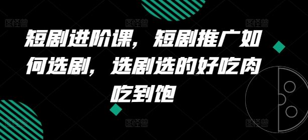 短剧进阶课，短剧推广如何选剧，选剧选的好吃肉吃到饱-三六网赚