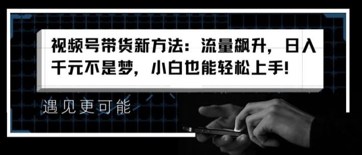 视频号带货新方法：流量飙升，日入千元不是梦，小白也能轻松上手【揭秘】-三六网赚