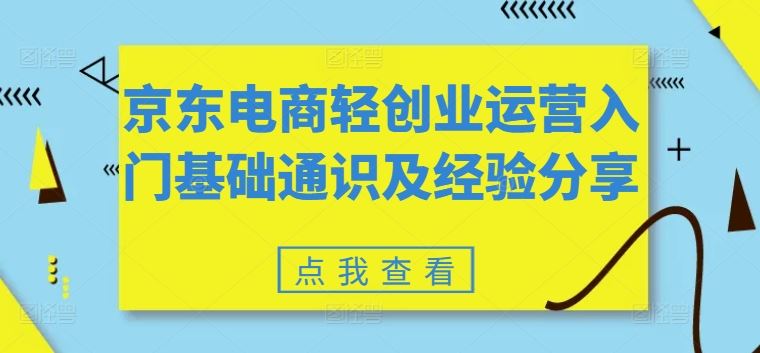 京东电商轻创业运营入门基础通识及经验分享-三六网赚