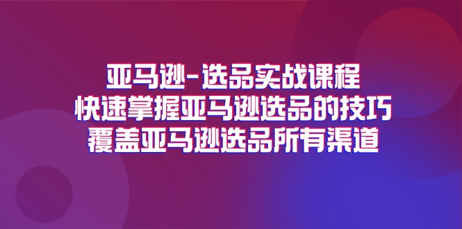 （11620期）亚马逊-选品实战课程，快速掌握亚马逊选品的技巧，覆盖亚马逊选品所有渠道-三六网赚