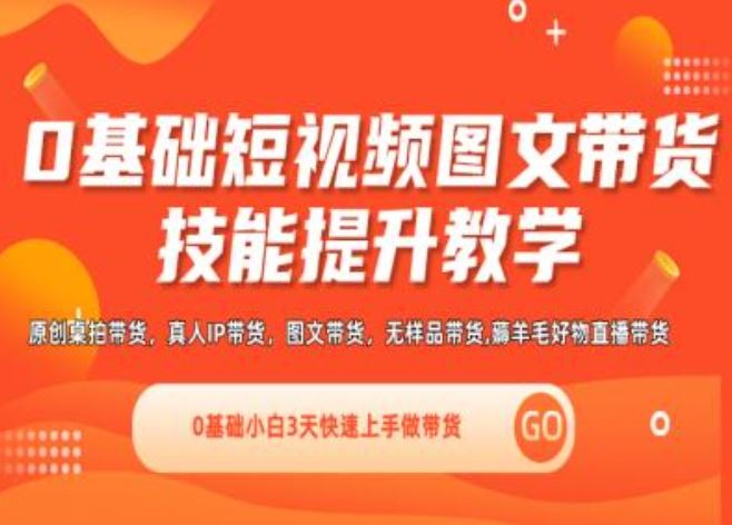 0基础短视频图文带货实操技能提升教学(直播课+视频课),0基础小白3天快速上手做带货-三六网赚