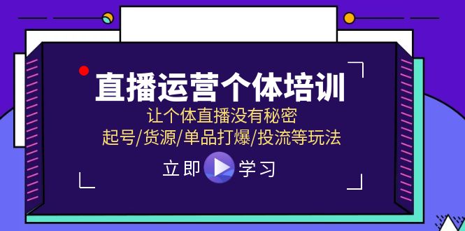 （11636期）直播运营个体培训，让个体直播没有秘密，起号/货源/单品打爆/投流等玩法-三六网赚