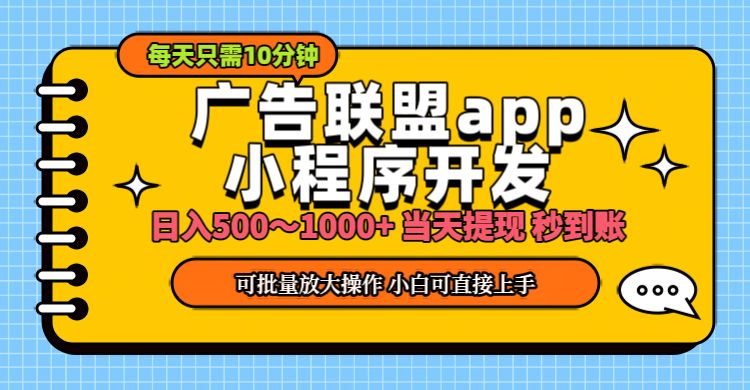 （11645期）小程序开发 广告赚钱 日入500~1000+ 小白轻松上手！-三六网赚