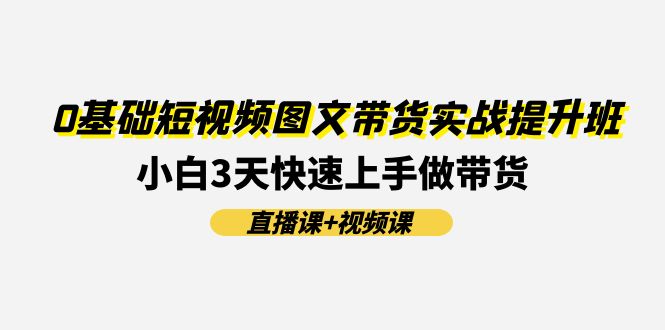 0基础短视频图文带货实战提升班，小白3天快速上手做带货(直播课+视频课)-三六网赚