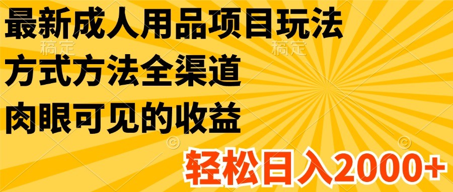 最新成人用品项目玩法，方式方法全渠道，肉眼可见的收益，轻松日入2000+-三六网赚