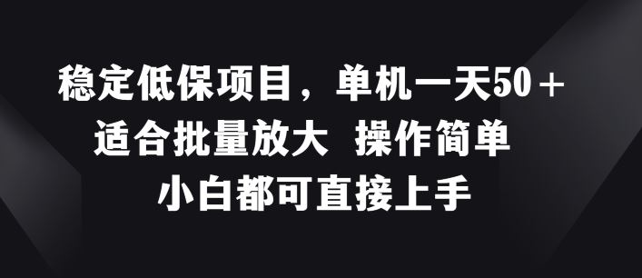 稳定低保项目，单机一天50+适合批量放大 操作简单 小白都可直接上手【揭秘】-三六网赚