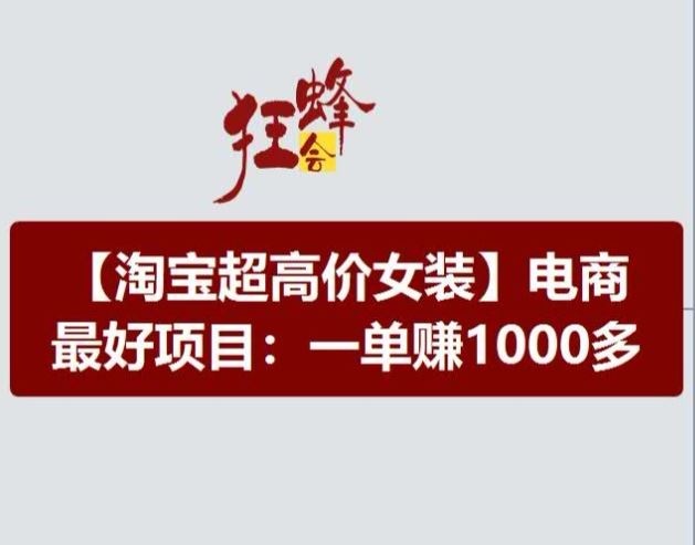 淘宝超高价女装项目，电商最好赛道，一单赚1000多-三六网赚