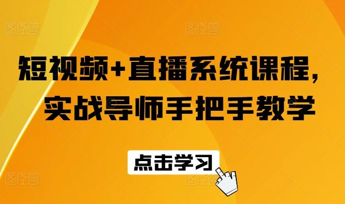 短视频+直播系统课程，实战导师手把手教学-三六网赚