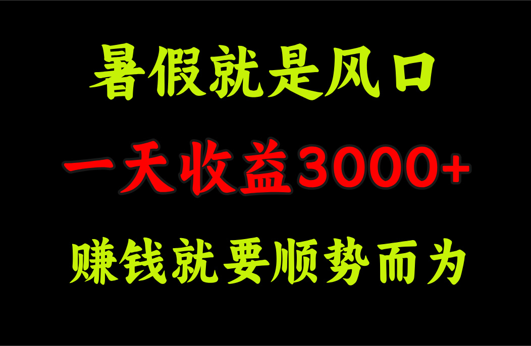 （11670期）一天收益3000+ 赚钱就是顺势而为，暑假就是风口-三六网赚