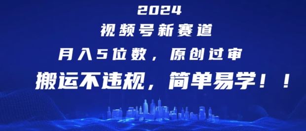 2024视频号新赛道，月入5位数+，原创过审，搬运不违规，简单易学【揭秘】-三六网赚