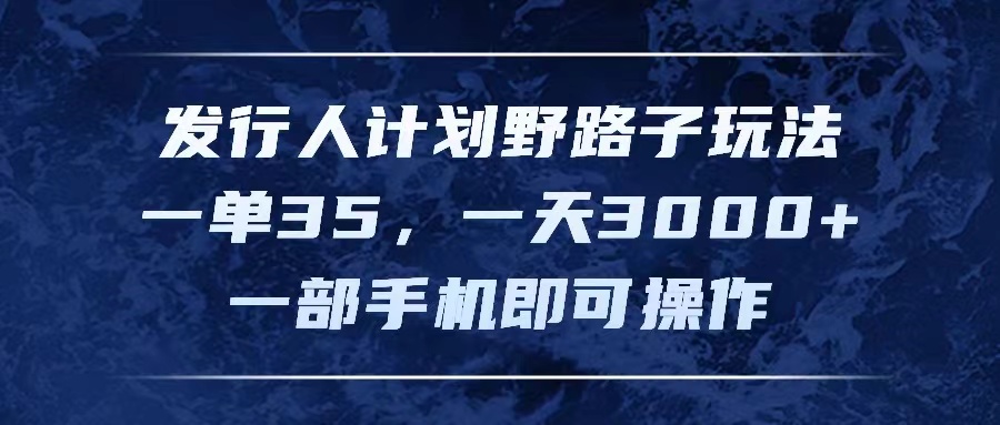 （11750期）发行人计划野路子玩法，一单35，一天3000+，一部手机即可操作-三六网赚