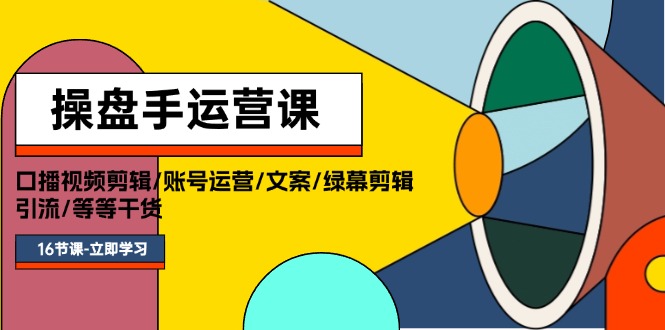 （11803期）操盘手运营课程：口播视频剪辑/账号运营/文案/绿幕剪辑/引流/干货/16节-三六网赚