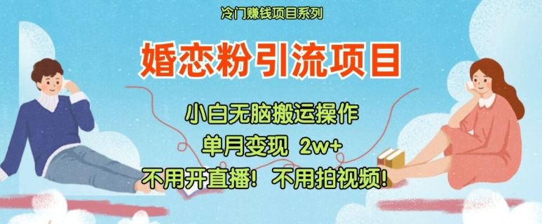 小红书婚恋粉引流，不用开直播，不用拍视频，不用做交付【揭秘】-三六网赚