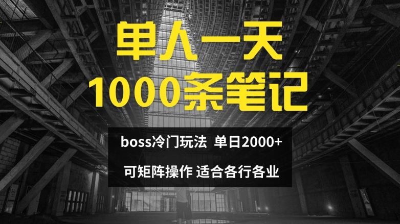 单人一天1000条笔记，日入2000+，BOSS直聘的正确玩法【揭秘】-三六网赚