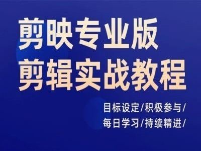 剪映专业版剪辑实战教程，目标设定/积极参与/每日学习/持续精进-三六网赚