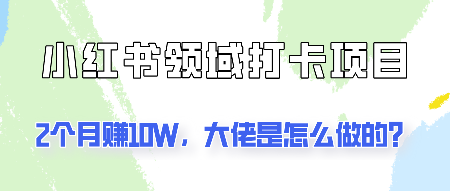 通过小红书领域打卡项目2个月赚10W，大佬是怎么做的？-三六网赚