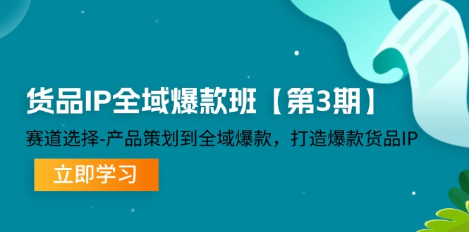 货品IP全域爆款班【第3期】赛道选择、产品策划到全域爆款，打造爆款货品IP-三六网赚