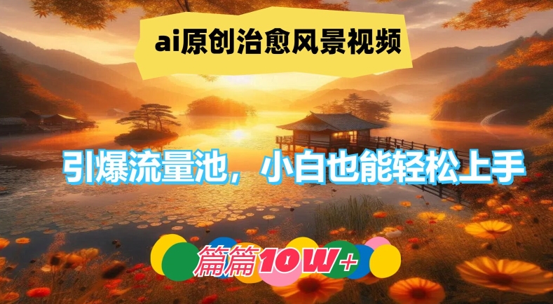 ai原创治愈风景视频，引爆流量池，小白也能轻松上手，篇篇10w+-三六网赚