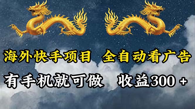 （12175期）海外快手项目，利用工具全自动看广告，每天轻松 300+-三六网赚