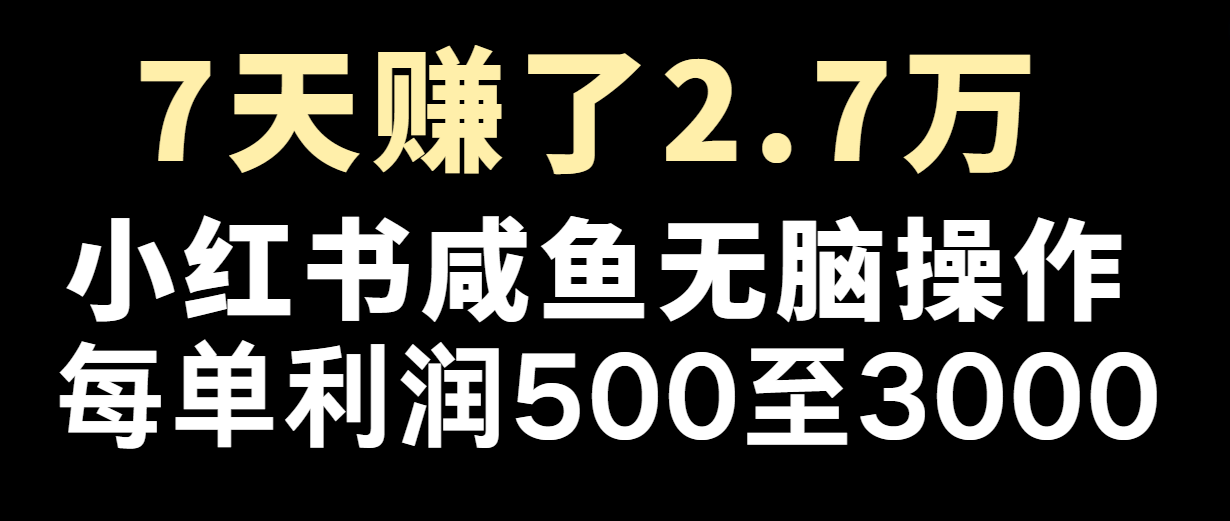 七天赚了2.7万！每单利润最少500+，轻松月入5万+小白有手就行-三六网赚