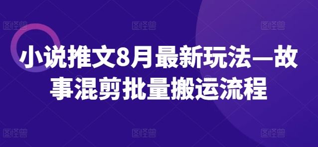 小说推文8月最新玩法—故事混剪批量搬运流程-三六网赚