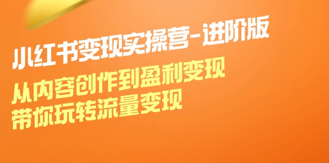 （12234期）小红书变现实操营-进阶版：从内容创作到盈利变现，带你玩转流量变现-三六网赚