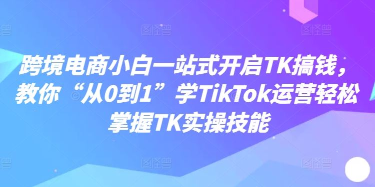 跨境电商小白一站式开启TK搞钱，教你“从0到1”学TikTok运营轻松掌握TK实操技能-三六网赚