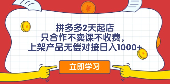 （12356期）拼多多0成本开店，只合作不卖课不收费，0成本尝试，日赚千元+-三六网赚