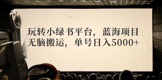 （12366期）玩转小绿书平台，蓝海项目，无脑搬运，单号日入5000+-三六网赚