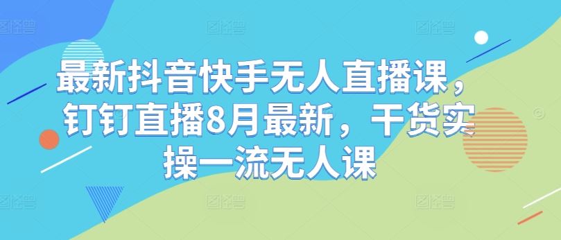 最新抖音快手无人直播课，钉钉直播8月最新，干货实操一流无人课-三六网赚