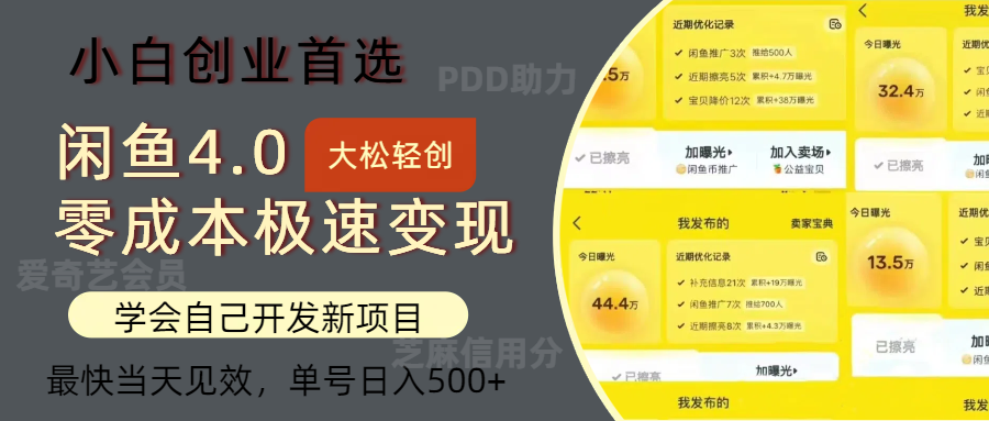 （12434期）闲鱼0成本极速变现项目，多种变现方式 单号日入500+最新玩法-三六网赚