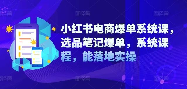 小红书电商爆单系统课，选品笔记爆单，系统课程，能落地实操-三六网赚