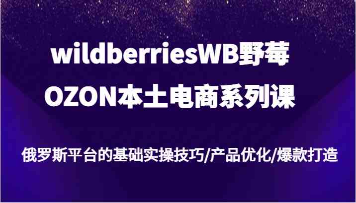 wildberriesWB野莓/OZON本土电商系列课，俄罗斯平台的基础实操技巧/产品优化/爆款打造-三六网赚