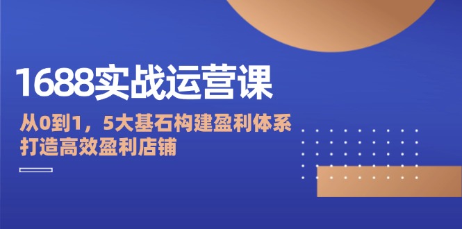 （12482期）1688实战运营课：从0到1，5大基石构建盈利体系，打造高效盈利店铺-三六网赚