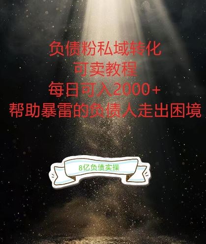 负债粉掘金计划，帮助负债者解决问题，债务规划，债务重组，最好的变现方式【揭秘】-三六网赚