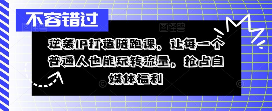 逆袭IP打造陪跑课，让每一个普通人也能玩转流量，抢占自媒体福利-三六网赚