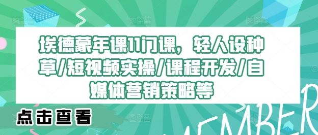 埃德蒙年课11门课，轻人设种草/短视频实操/课程开发/自媒体营销策略等-三六网赚