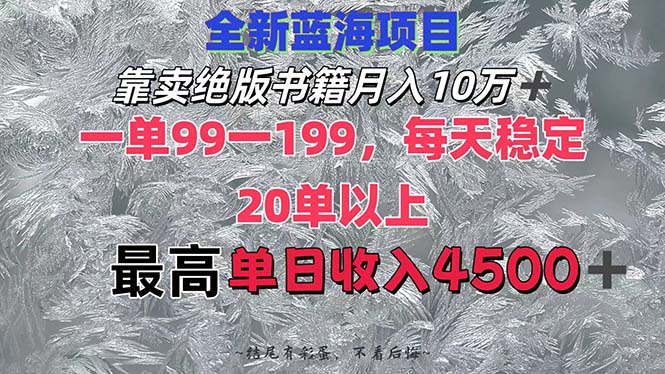 （12512期）靠卖绝版书籍月入10W+,一单99-199，一天平均20单以上，最高收益日入4500+-三六网赚