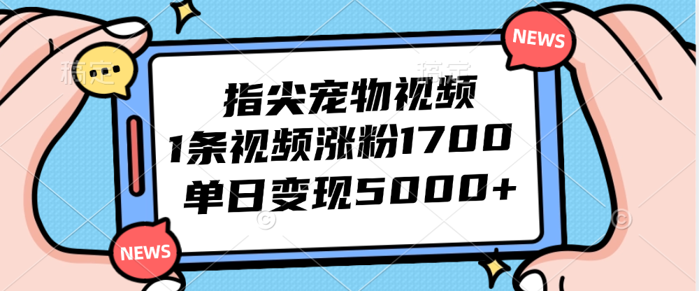 （12549期）指尖宠物视频，1条视频涨粉1700，单日变现5000+-三六网赚