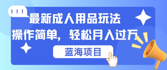 最新成人用品项目玩法，操作简单，动动手，轻松日入几张【揭秘】-三六网赚