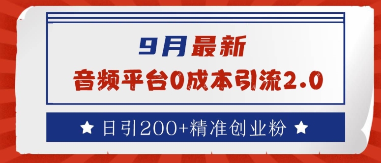 9月最新：音频平台0成本引流，日引200+精准创业粉【揭秘】-三六网赚